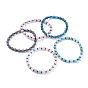 Natural Gemstone Stretch Bracelets, with Non-Magnetic Synthetic Hematite Spacer Beads
