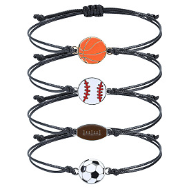 Браслет для болельщиков спортивной команды - вощеный шнур, бейсбольный, футбольный, баскетбольный браслет