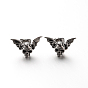 304 Stainless Steel Skull with Wing Ear Studs, Hypoallergenic Earrings, 11x17.5mm, pin: 0.8mm.