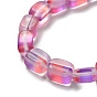 Electroplated Synthetic Moonstone Beads Strands, Dyed, Holographic Beads, Half AB Color Plated, Frosted, Rectangle