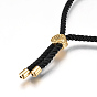 Adjustable Nylon Cord Bracelets, Slider Bracelets, Bolo Bracelets, with Alloy Links and Brass Findings, Pi Xiu