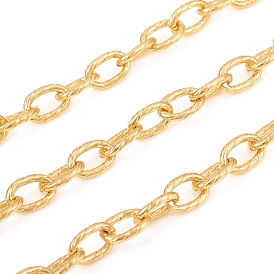 Textured Brass Cable Chain, Unwelded, with Spool, for Jewelry Making