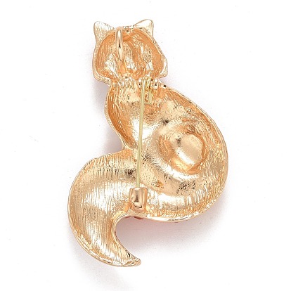 Rhinestone Fox Badge, Animal Alloy Enamel Lapel Pin for Backpack Clothes, Golden