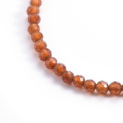Natural Gemstone Beaded Necklaces, with Brass Findings, Round, Faceted