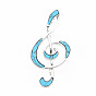 Broche de nota musical turquesa sintética, pin de solapa de aleación para niña mujer, sin plomo y el cadmio, Platino