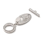 Brass Micro Pave Clear Cubic Zirconia Toggle Clasps, Oval
