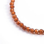 Natural Gemstone Beaded Necklaces, with Brass Findings, Round, Faceted