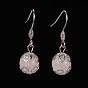 Round Gemstone Dangle Earrings, with Stainless Steel Findings, 30mm, Pin: 0.8mm
