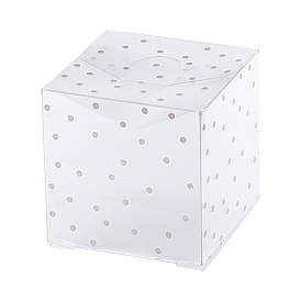 Polka Dot Pattern Transparent PVC Square Favor Box Candy Treat Gift Box, for Wedding Party Baby Shower Packing Box