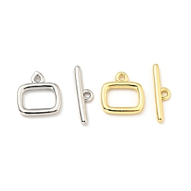 Brass Toggle Clasps, Rectangle, Cadmium Free & Lead Free, Long-Lasting Plated