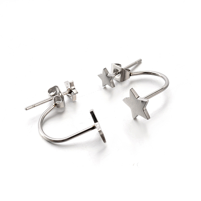 304 Stainless Steel Ear Studs, Hypoallergenic Earrings, Star