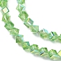 Electroplate Transparent Glass Beads Strands, Faceted, AB Color Plated, Cube