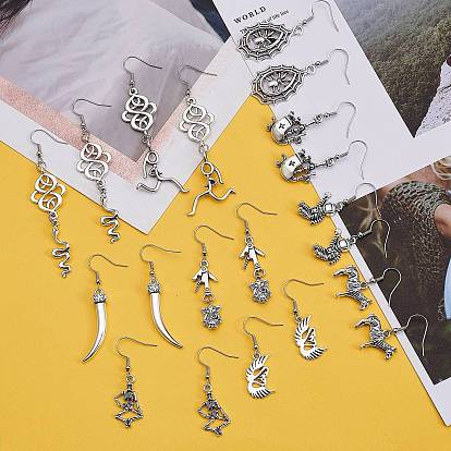 DIY Drop Earring Making Kit, Including Tibetan Style Alloy & 201 Stainless Steel Pendants, Alloy Links, Iron Earring Hooks & Jump Rings