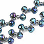 Chapelets de perles en verre transparentes  , perles percées, de couleur plaquée ab , larme à facettes