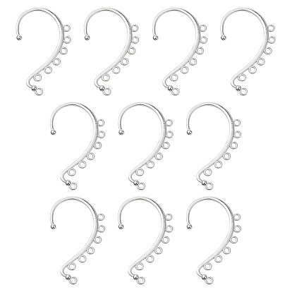 Alloy Ear Cuff Findings, with 7 Loops, Ear Wrap Earring Hooks for Non Piercing Earring Making