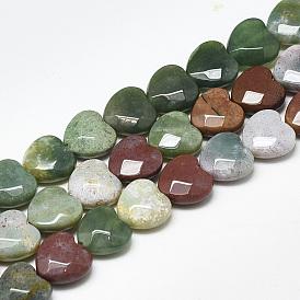 Natural Indian Agate Beads Strands, Faceted, Heart