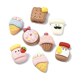 Dessert Theme Opaque Resin Decoden Cabochons, Imitation Food, Ice Cream/Donut/Biscuits, Mixed Shapes