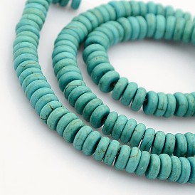 Synthetic Turquoise Beads Strands, Dyed, Heishi Beads, Flat Round/Disc, 6x2.5mm, Hole: 1mm, about 168pcs/strand, 16.5 inch