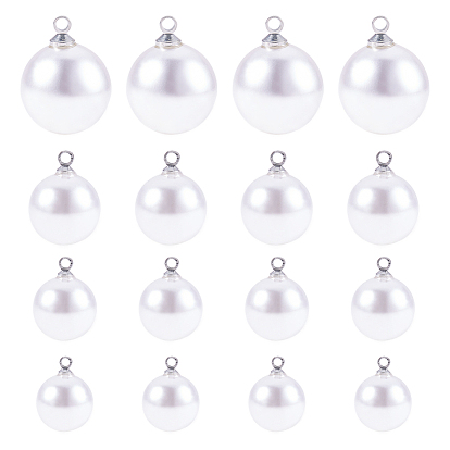 Colgantes de resina imitación perla, con material de aleación de platino chapado, rondo