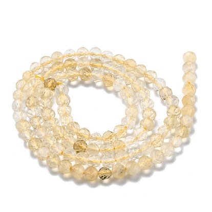 Natural Citrine Beads Strands, Faceted, Round