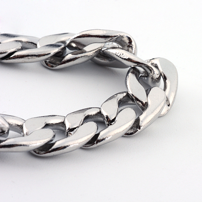 201 Stainless Steel Curb Chains  Necklaces, with Lobster Claw Clasps, 23.8 inch (60.5cm), 7.5mm