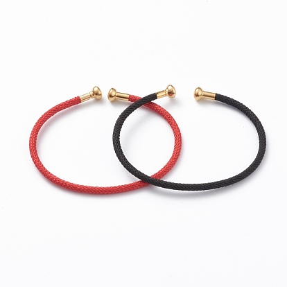Braided Carbon Steel Wire Bracelet Making, with Golden Plated Brass End Caps