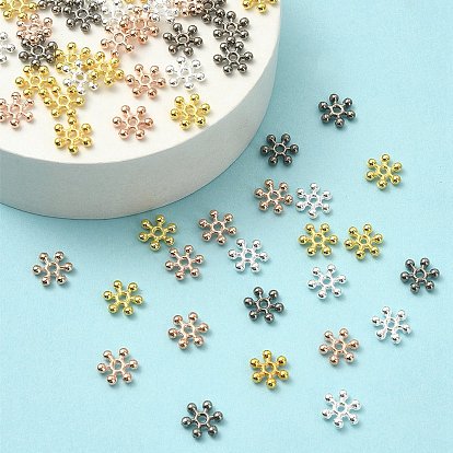 100pcs 4 couleurs perles d'espacement en alliage de zinc, avec un trou, flocon de neige