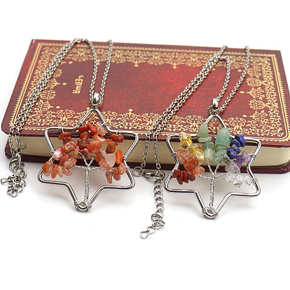 Ожерелья с подвесками из натуральных драгоценных камней, звезда Давида и древо жизни, колье-цепочка для женщин