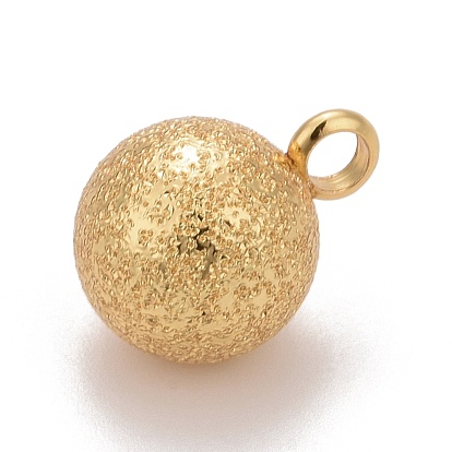 Brass Ball Charms, Textured, Round, Cadmium Free & Nickel Free & Lead Free, Long-Lasting Plated