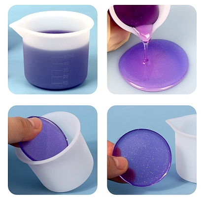 Tasses à mesurer en silicone, tasse de mélange graduée, outil d'artisanat en résine uv et résine époxy