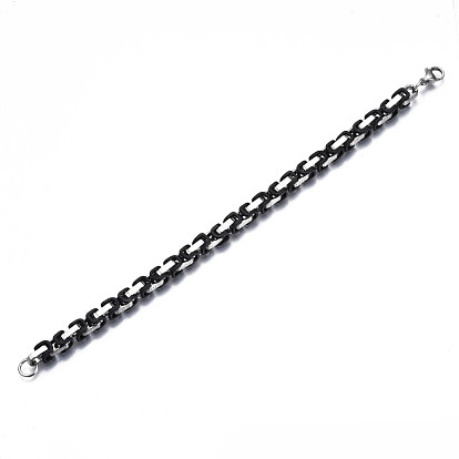 Two Tone 201 Stainless Steel Byzantine Chain Bracelet for Men Women, Nickel Free