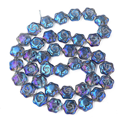 Abalorios de vidrio electrochapa, color de ab, flor