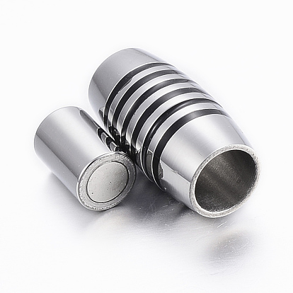Smooth 304 Stainless Steel Magnetic Clasps with Glue-in Ends, with Enamel, Barrel