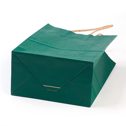 Мешки из крафт-бумаги, с ручками, подарочные пакеты, сумки для покупок, прямоугольные