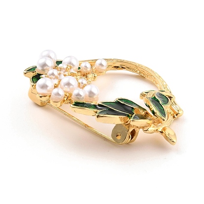 Garland Alloy Brooch with Resin Pearl, Exquisite Lapel Pin for Girl Women, Golden