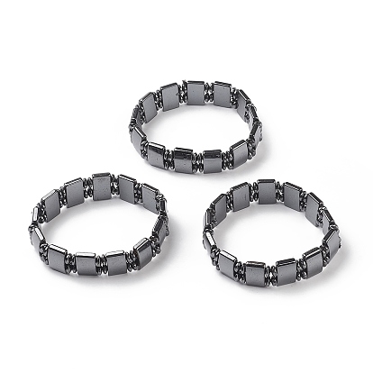 Hématite synthétique magnétique mode bracelets extensibles, 72mm