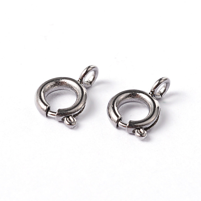 304 Stainless Steel Smooth Surface Spring Ring Clasps, 7.5x5x1.2mm, Hole: 1.5mm