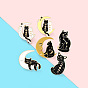 Cat with Moon Enamel Pin, Light Gold Plated Alloy Badge for Backpack Clothes