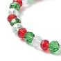 4 pcs 4 ensemble de bracelets extensibles en perles de verre de style, arbre de noël et cerf et gant et flocon de neige alliage émail charmes bracelets empilables pour les femmes