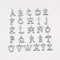 Brass Micro Pave Cubic Zirconia Pendants, with Letter Initial Letter A~Z, 9~10x4~10x1.5~2mm, Hole: 1.5mm
