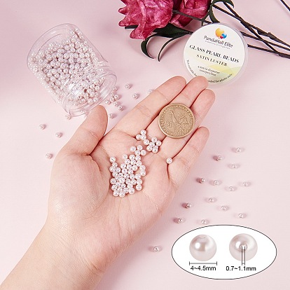 Pandahall elite perles rondes en verre teinté écologique nacré, pour la fabrication de bijoux en perles, 4~4.5mm, trou: 0.7~1.1 mm, environ 1000 / boîte