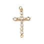 Rack Plating Brass Pave Cubic Zirconia Connector Charms, Cross Links, Lead Free & Cadmium Free, Real 18K Gold Plated, Long-Lasting Plated