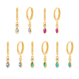 S925 Sterling Silver Teardrop Hoop Earrings, with Cubic Zirconia
