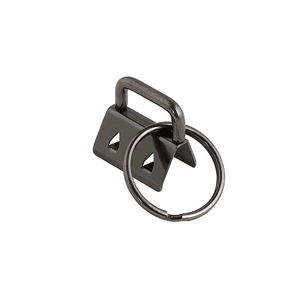 Iron Ribbon Ends with Keychain Split Ring, for Key Clasp Making