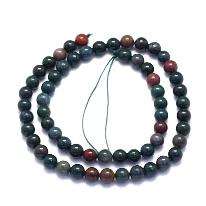 Natural Bloodstone Beads Strands, Heliotrope Stone Beads, Round