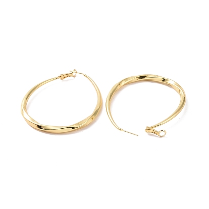 Brass Twist Teardrop Big Hoop Earrings for Women, Cadmium Free & Nickel Free & Lead Free