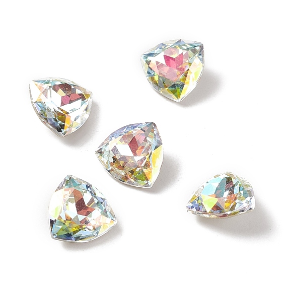 Cabujones de diamantes de imitación de cristal, puntiagudo espalda y dorso plateado, triángulo