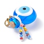 Handmade Evil Eye Lampwork Perfume Bottle Pendant Decorations, with Glass Beads, 304 Stainless Steel Lobster Claw Clasps
