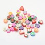 Mixed Fruit Theme Handmade Polymer Clay Beads, 9~13x9~11x4~5mm, Hole: 1~2mm