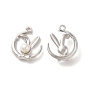 Rack Plating Alloy Pendants, Nickel Free, with ABS Plastic Imitation Pearl, Moon and Rabbit Pattern